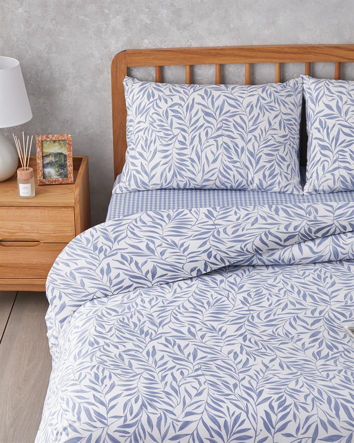 Leaf Dream Kolay Ütülenir Tek Kişilik Nevresim Takımı 160x220 cm Mavi