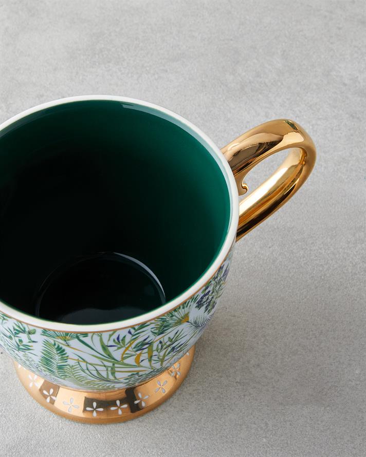 Leafora New Bone China Kupa 460 ml Yeşil-Mavi