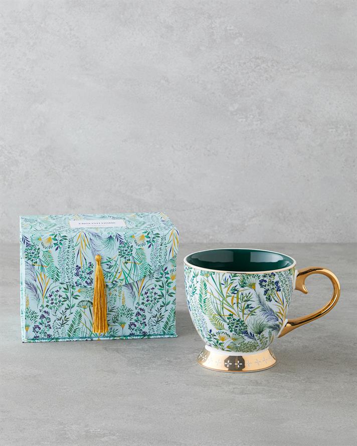 Leafora New Bone China Kupa 460 ml Yeşil-Mavi