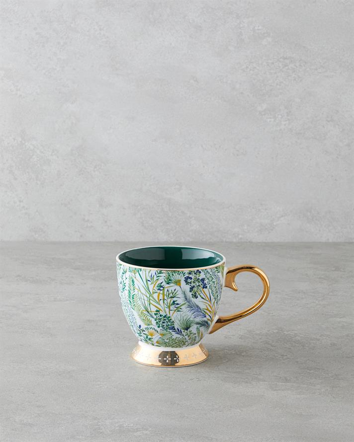 Leafora New Bone China Kupa 460 ml Yeşil-Mavi