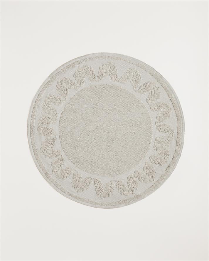 Leafs Pamuklu Bukle Kilim 110x110 cm Krem