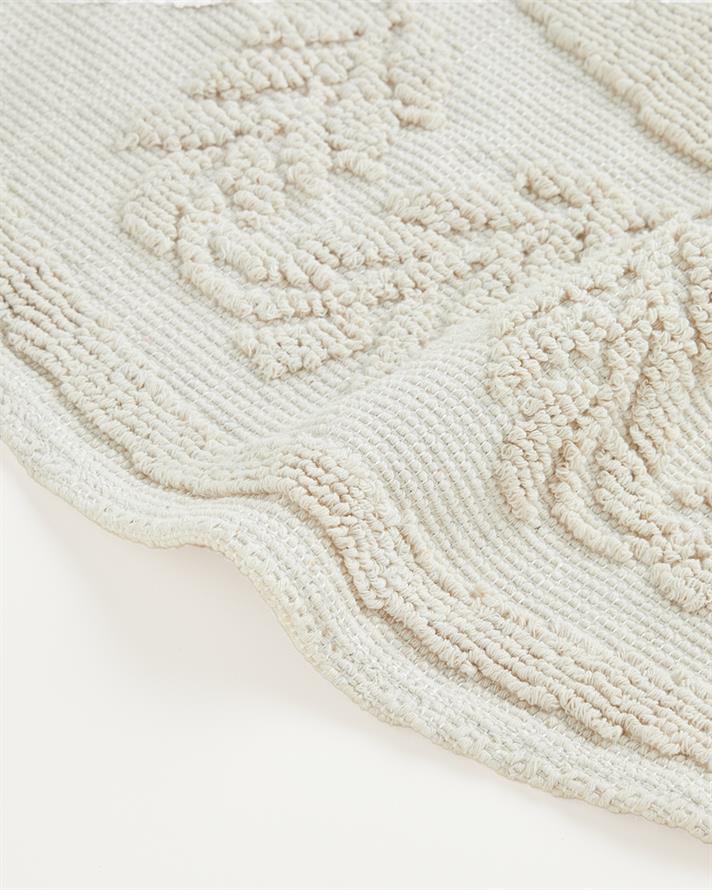 Leafs Pamuklu Bukle Kilim 110x110 cm Krem