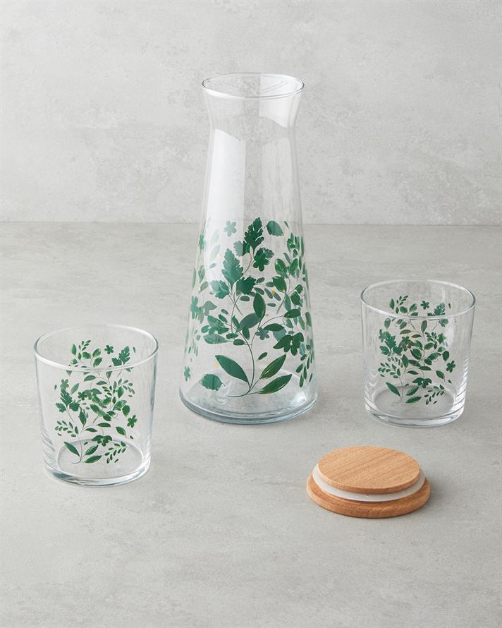 Leafscape Cam 3 Parça Su Takımı 1150 ml + 380 ml Yeşil