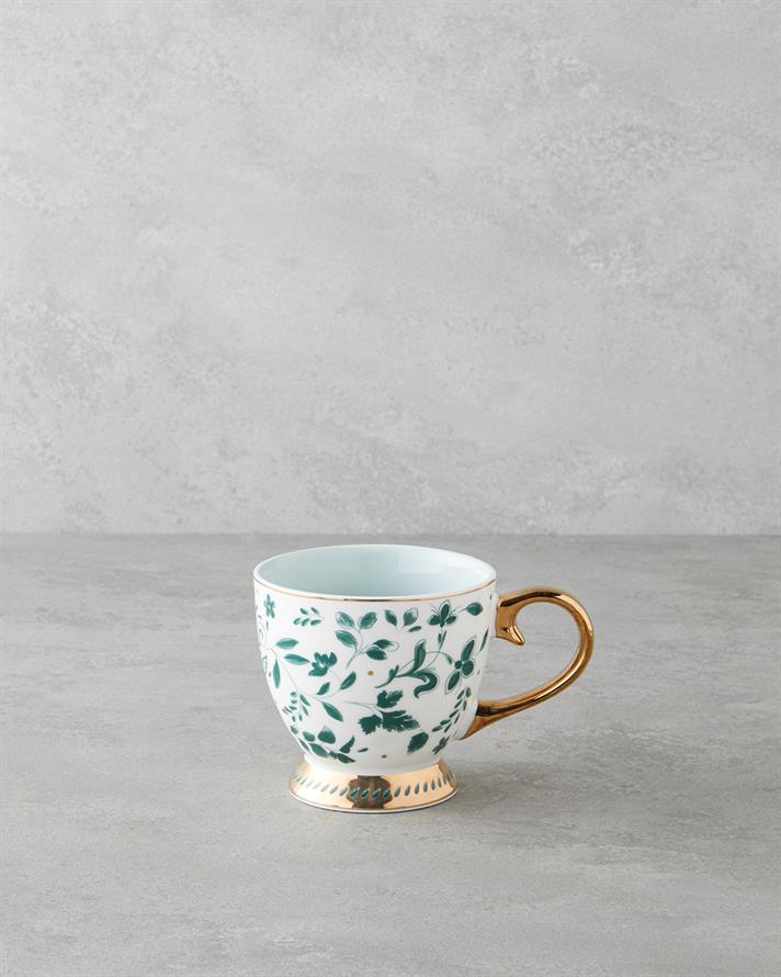 Leafscape New Bone China Kupa 460 ml Beyaz - Yeşil