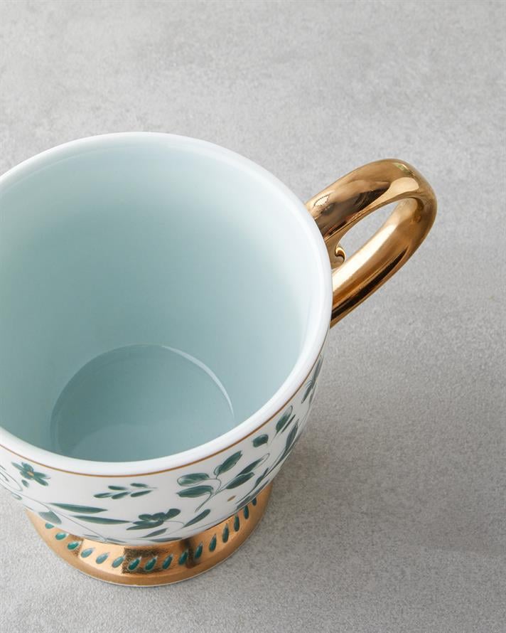 Leafscape New Bone China Kupa 460 ml Beyaz - Yeşil