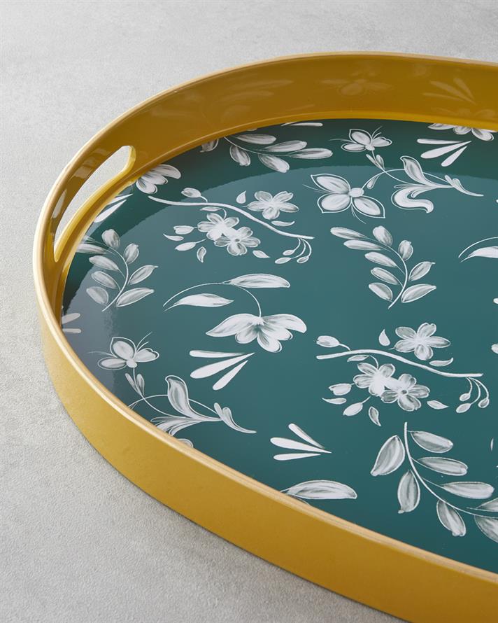 Leafscape PP Tepsi 44x30 cm Beyaz - Yeşil