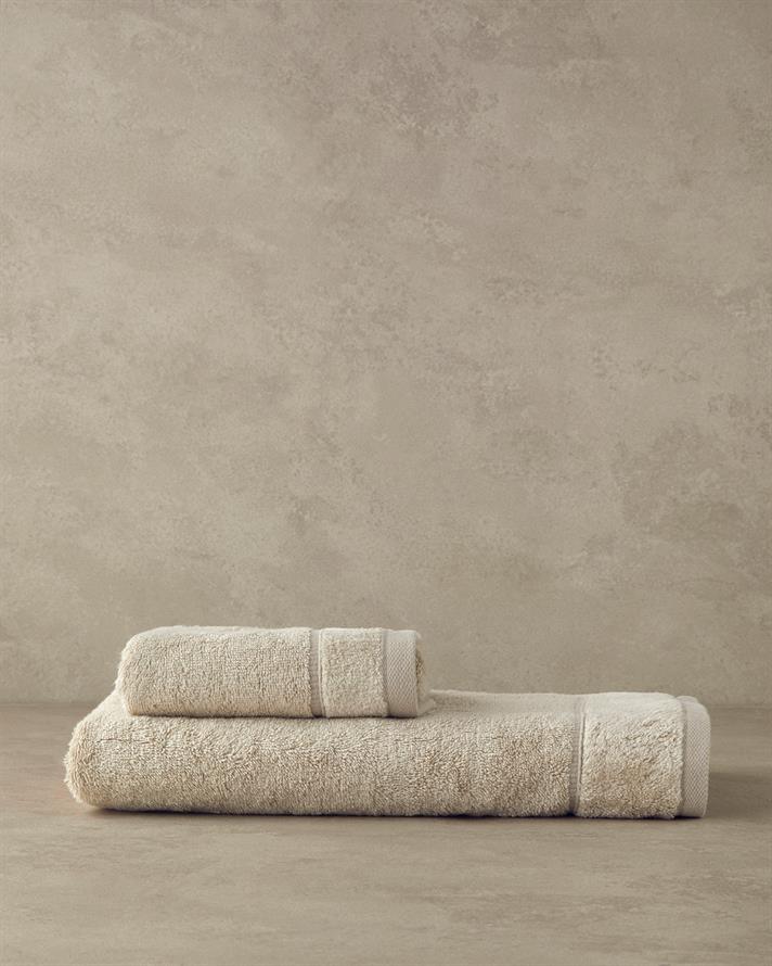 Leafy Bambu Yüz Havlusu 50x90 cm Açık Bej