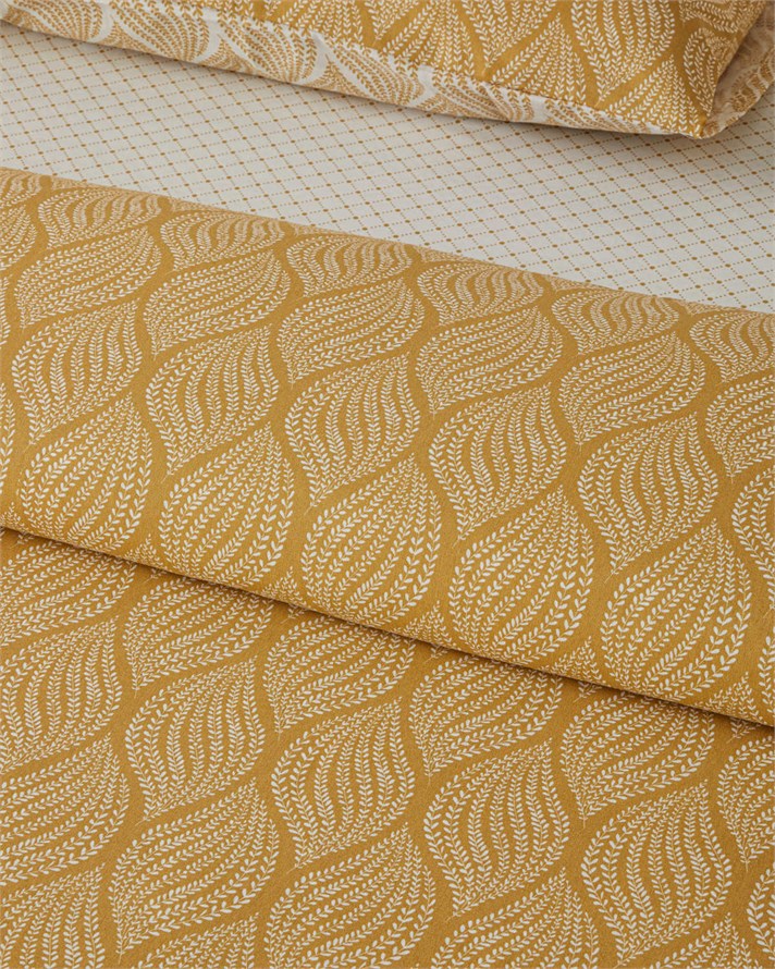 Leafy Braid Çift Kişilik Nevresim Takımı 200x220 cm Hardal
