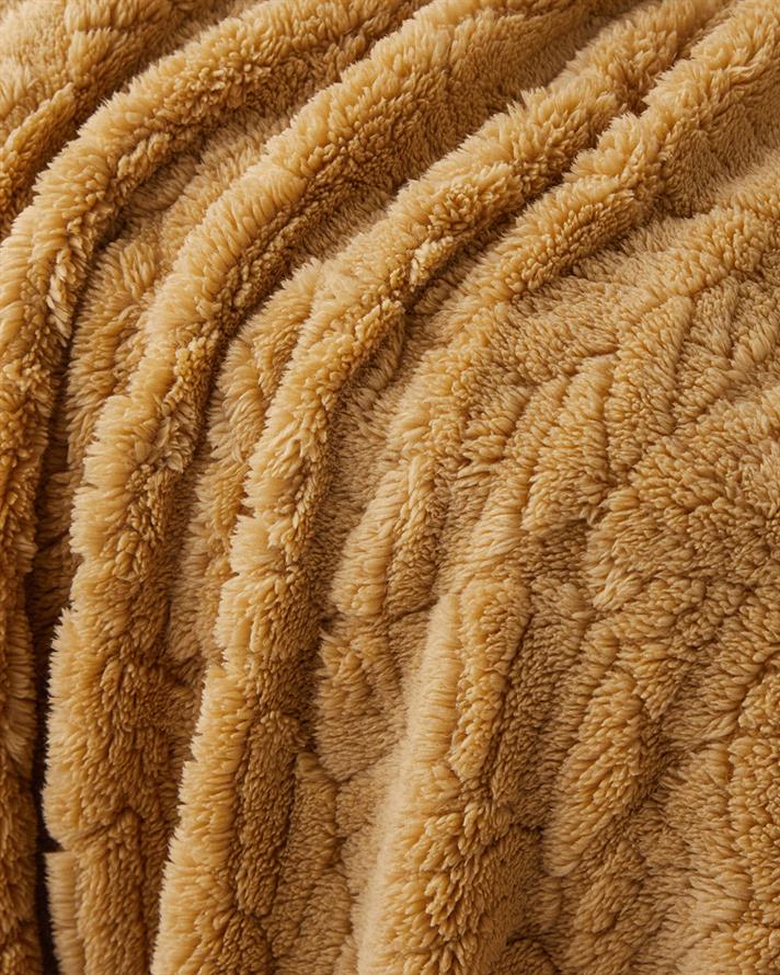 Leafy Garden Jakarlı Wellsoft Tv Battaniye 120x160 cm Hardal