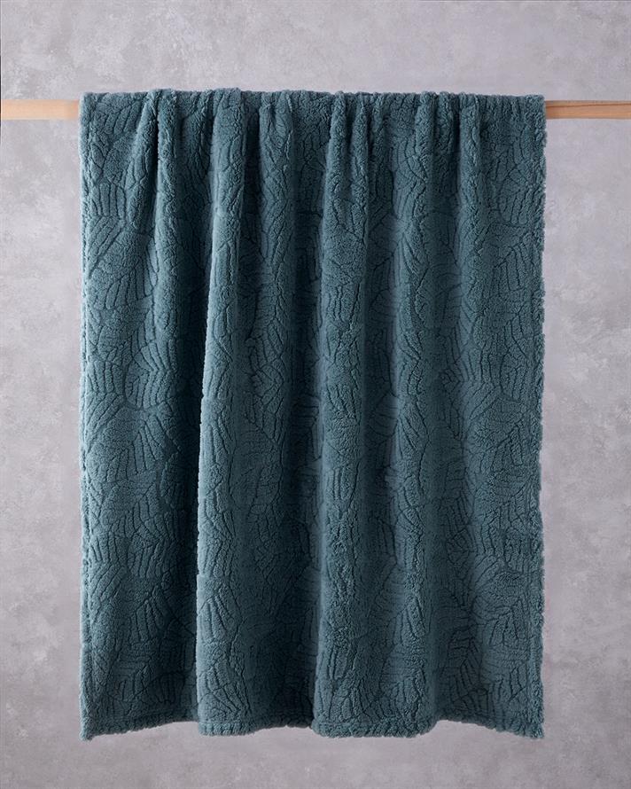 Leafy Garden Jakarlı Wellsoft Tv Battaniye 120x160 cm Adaçayı