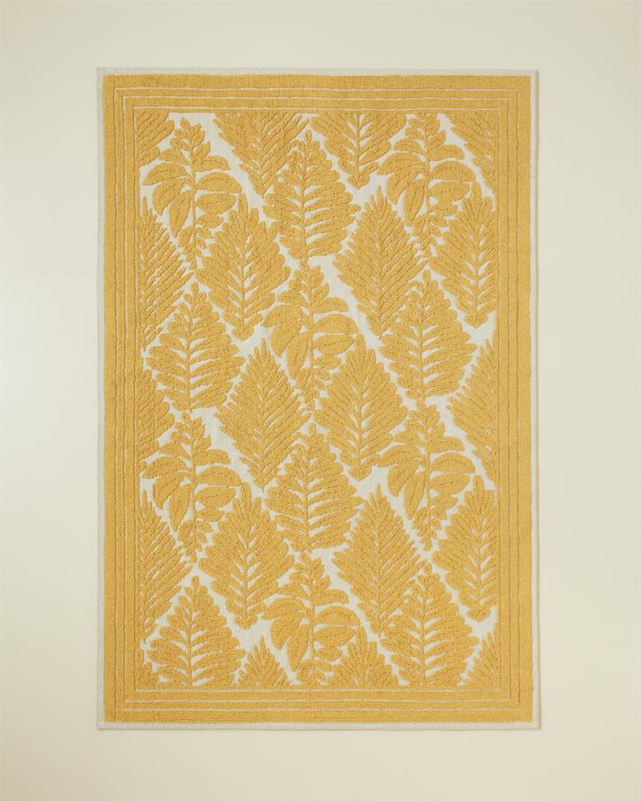 Leafy Pamuklu Bukle Kilim 120x180 cm Hardal-Krem
