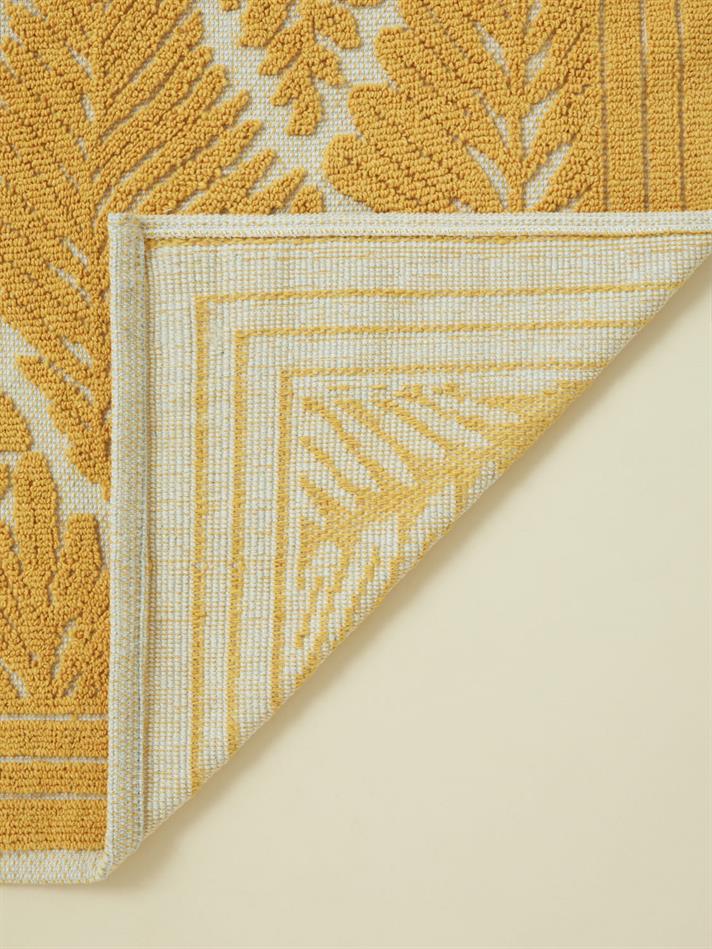 Leafy Pamuklu Bukle Kilim 120x180 cm Hardal-Krem