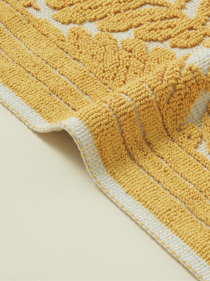 Leafy Pamuklu Bukle Kilim 120x180 cm Hardal-Krem