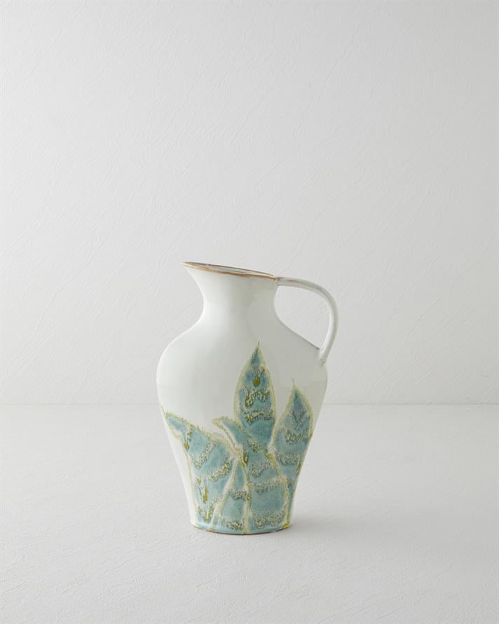 Leafy Stoneware Vazo GRİ-YEŞİL