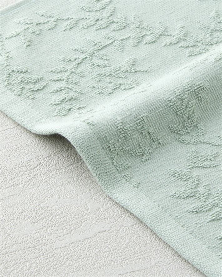 Leafy Touch Pamuk Jakarlı El Havlusu 30x40 cm Yeşil