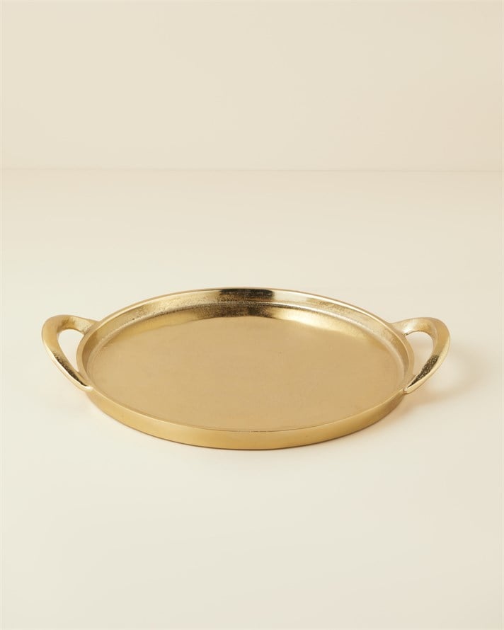 Leila Alüminyum Dekoratif Tepsi 38x33 cm Gold