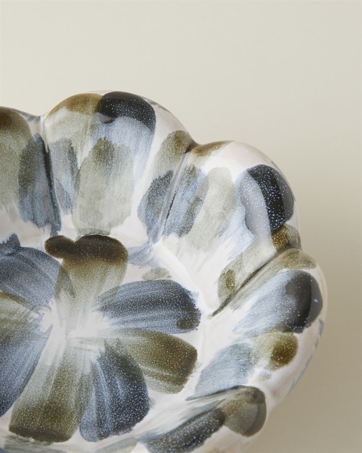 Leina Stoneware Dekoratif 14x14x11 cm Mavi-Beyaz