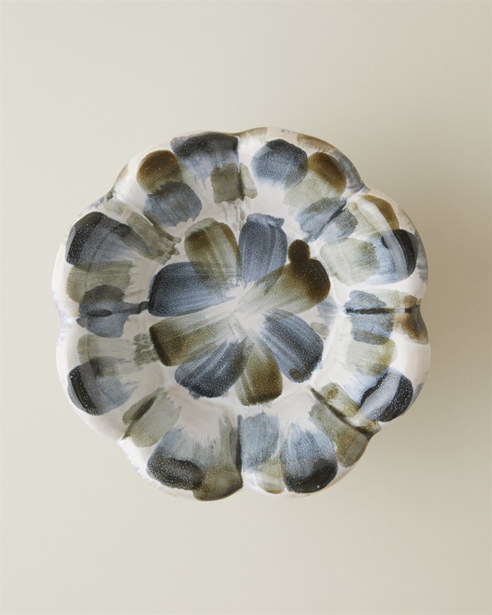 Leina Stoneware Dekoratif 14x14x11 cm Mavi-Beyaz