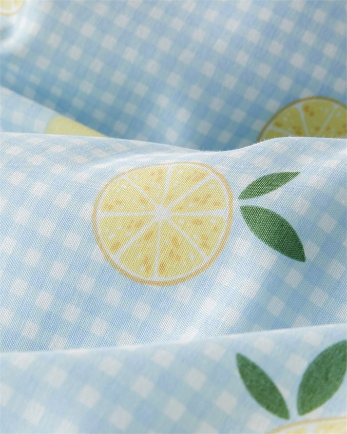 Lemon Breeze Kolay Ütülenir Tek Kişilik Nevresim Seti 160x220 cm Mavi-Sarı