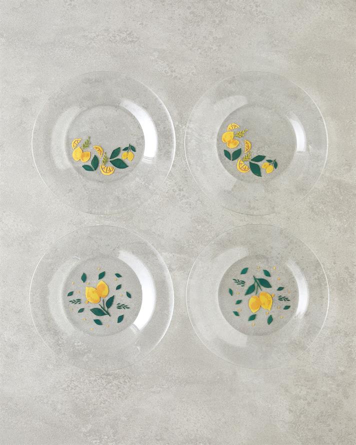 Lemon Cam 4lü Pasta Tabağı 19 cm Sarı-Yeşil