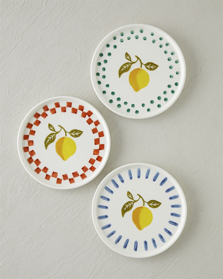 Lemon Garden Seramik 6lı Pasta Seti 16 cm Renkli