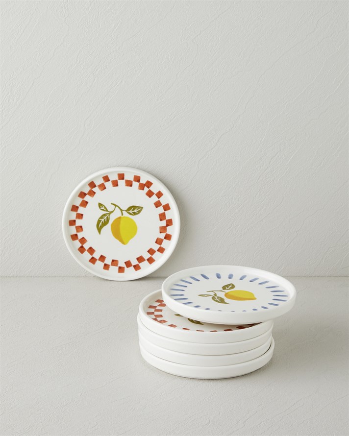 Lemon Garden Seramik 6lı Pasta Seti 16 cm Renkli