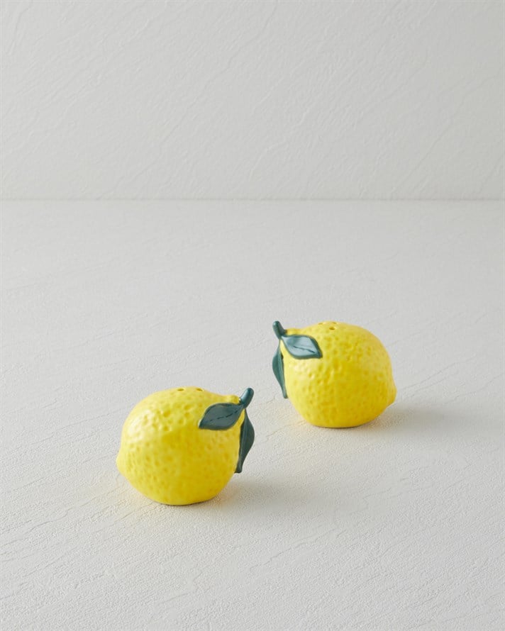 Lemon Stoneware 2li Tuzluk - Biberlik 6,5x5x5,5 cm Sarı
