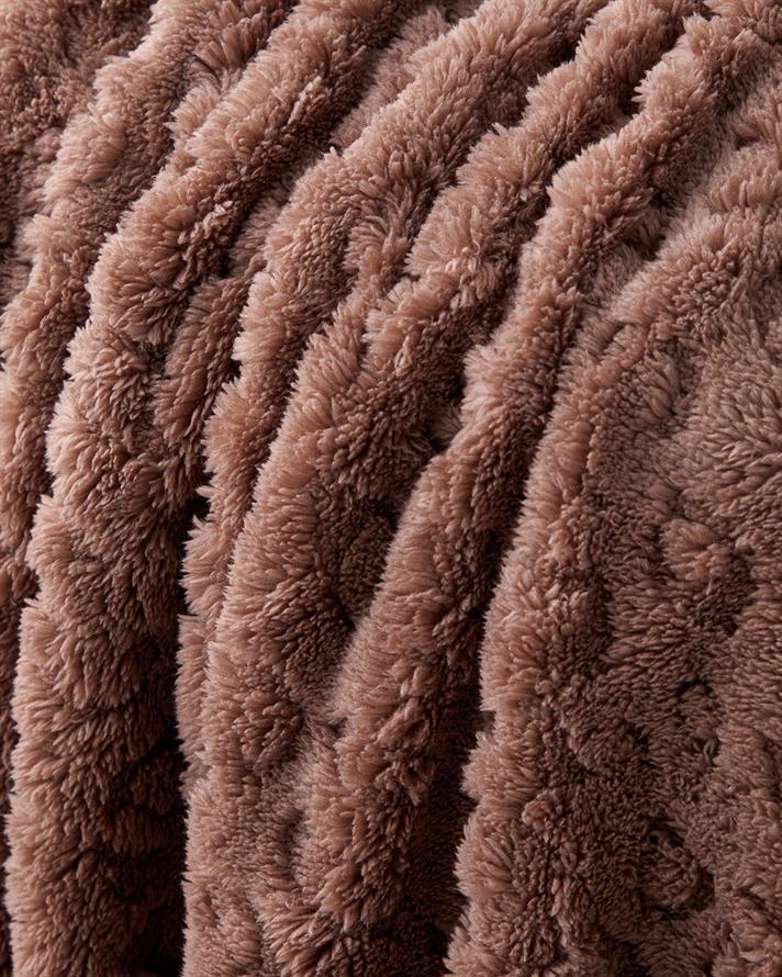 Leopard Jakarlı Wellsoft Tv Battaniye 120x160 cm Koyu Bej