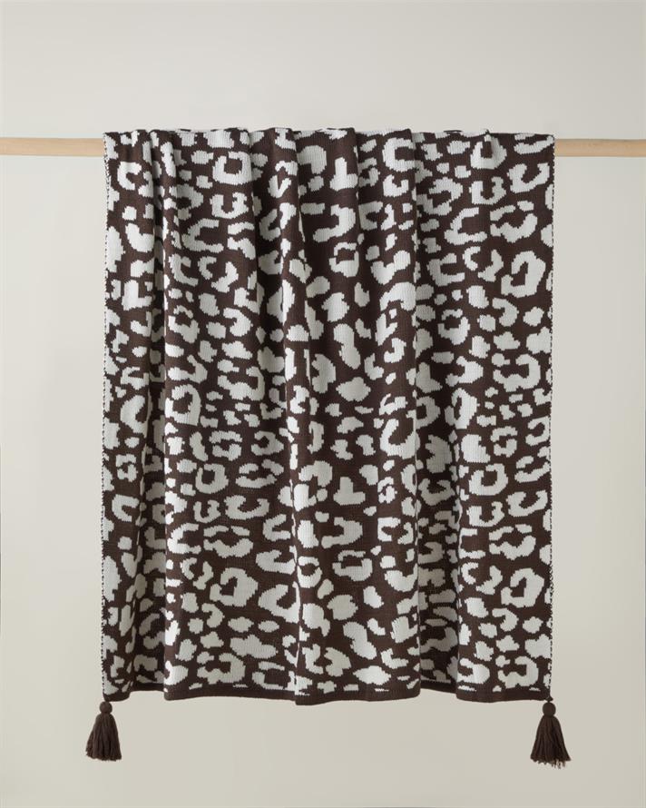 Leopardo Koltuk Şalı 130x170 cm Kahve - Bej