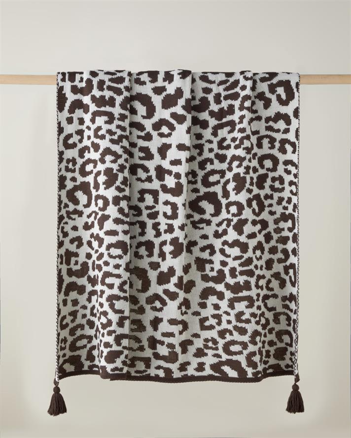 Leopardo Koltuk Şalı 130x170 cm Kahve - Bej