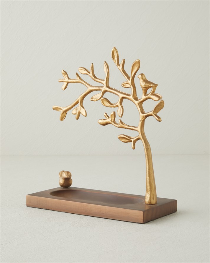 Leora Ahşap-Metal Dekoratif 25x26 cm Kahve – Gold