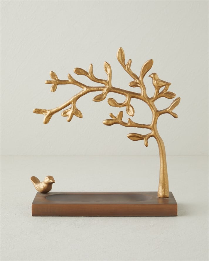 Leora Ahşap-Metal Dekoratif 25x26 cm Kahve – Gold