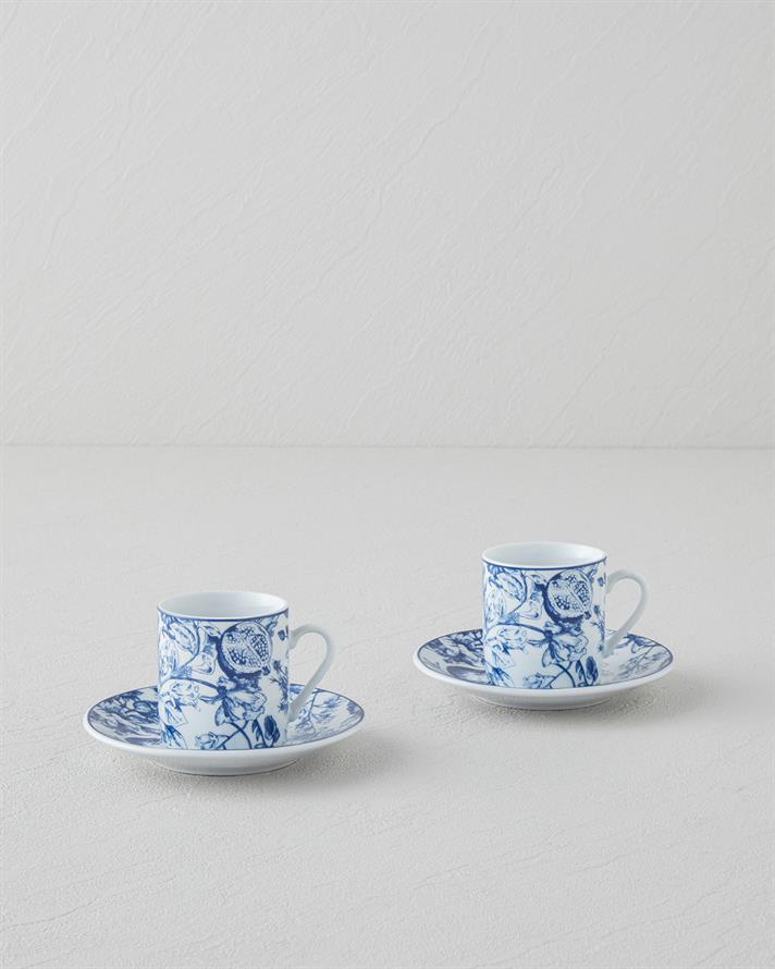 Liana Porselen 4 Parça 2 Kişilik Kahve Fincan Takımı 80 ml Lacivert-Beyaz