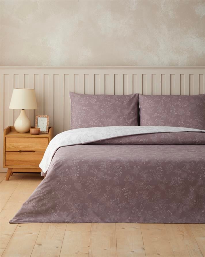 Lilitha Kolay Ütülenir Çift Kişilik Nevresim Takımı 200x220 cm Açık Mürdüm