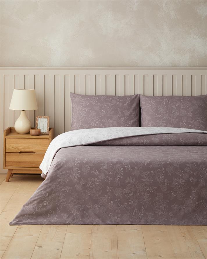 Lilitha Kolay Ütülenir Tek Kişilik Nevresim Takımı 160x220 cm Açık Mürdüm