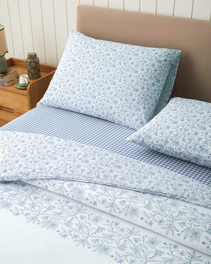 Lillibelle Kolay Ütülenir Çift Kişilik Nevresim Takımı 200x220 cm Mavi