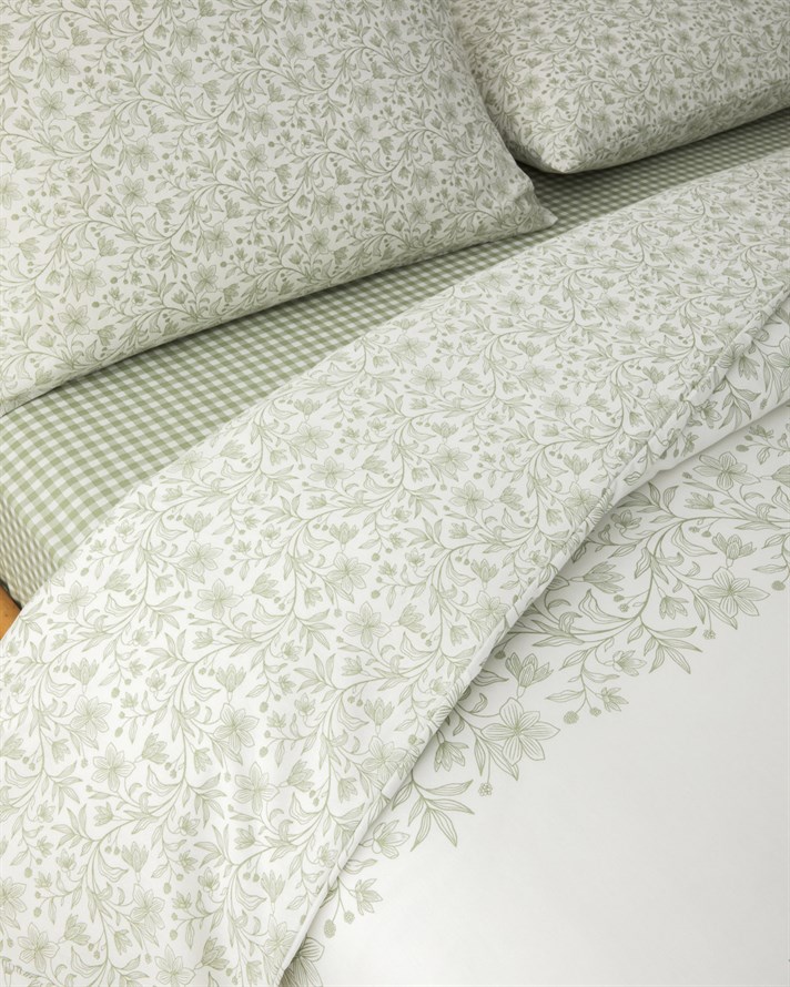 Lillibelle Kolay Ütülenir Tek Kişilik Çarşaflı Nevresim Takımı 160x220 cm Yeşil