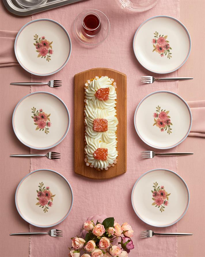 Lilya Porselen 6lı Pasta Tabağı 19 cm Renkli