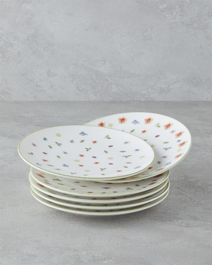 Lilyum Porselen 6lı Pasta Seti 21 cm Renkli