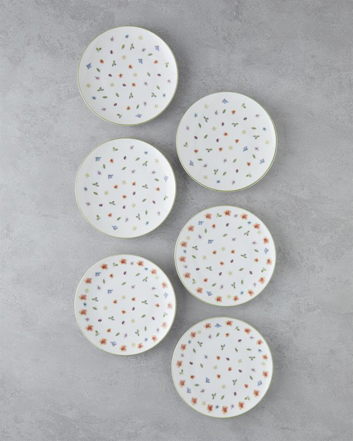 Lilyum Porselen 6lı Pasta Seti 21 cm Renkli