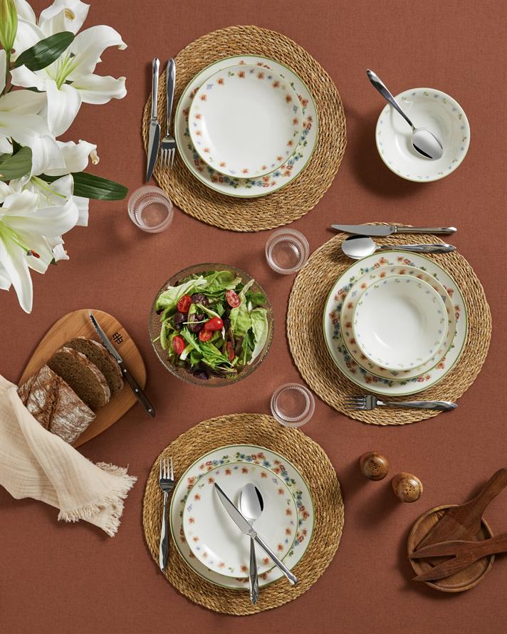 Lilyum Porselen Yemek Takımı 18 Parça 6 Kişilik Renkli