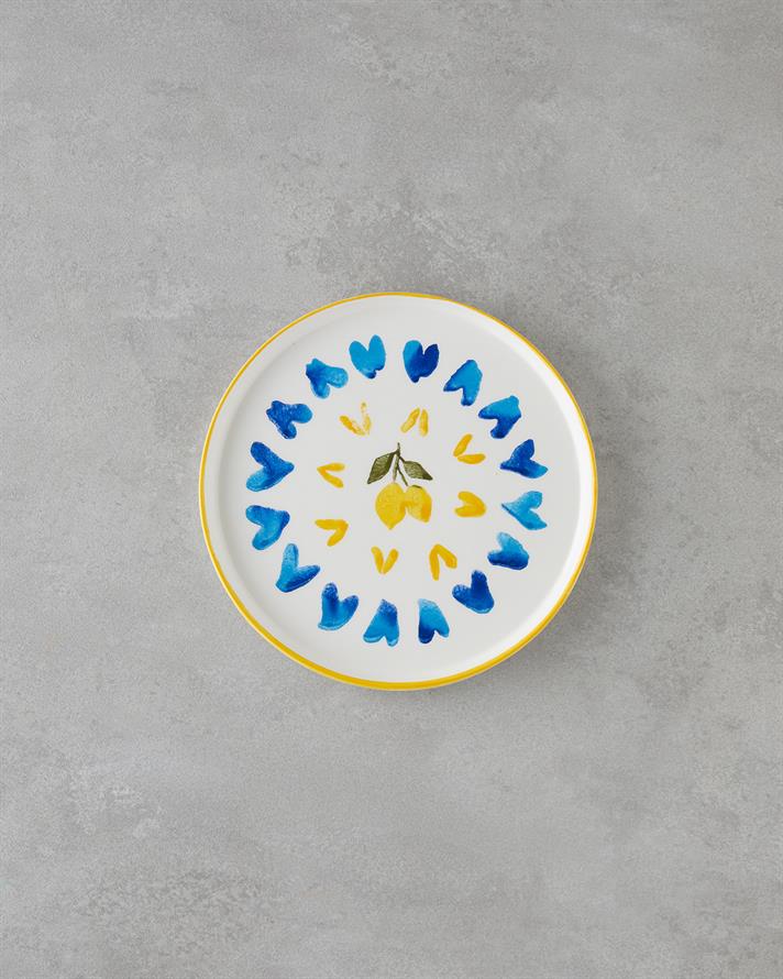 Limonchello Seramik Kahvaltı Takımı 14 parça 6 kişilik Sarı - Mavi