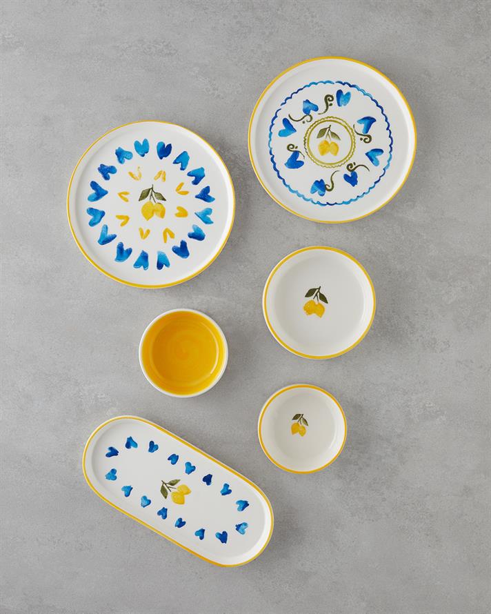 Limonchello Seramik Kahvaltı Takımı 14 parça 6 kişilik Sarı - Mavi
