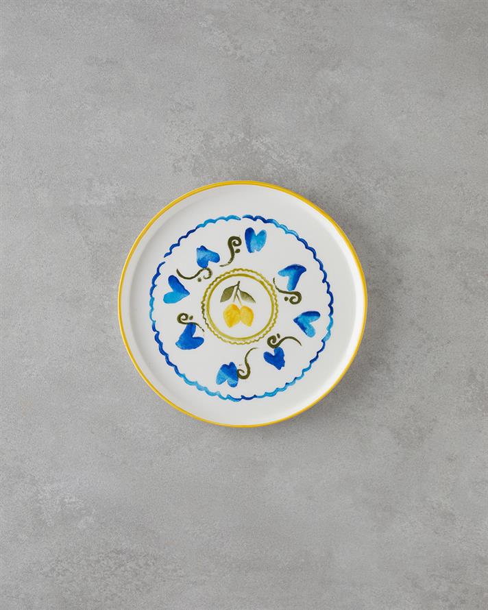 Limonchello Seramik Kahvaltı Takımı 14 parça 6 kişilik Sarı - Mavi