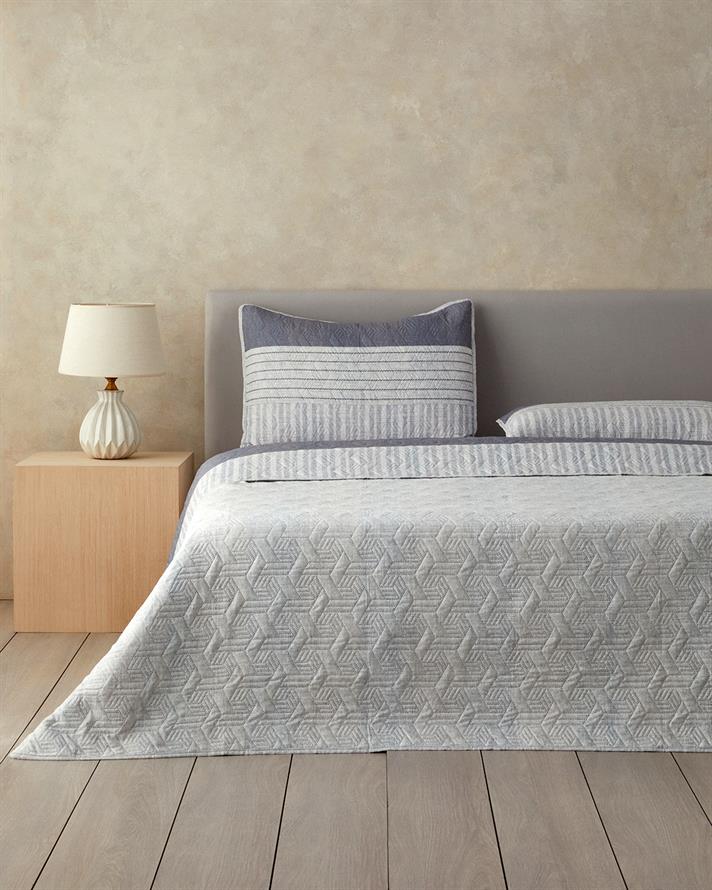 Line Art Tek Kişilik Yatak Örtüsü Takımı Gri