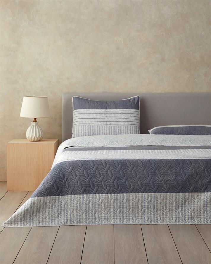 Line Art Tek Kişilik Yatak Örtüsü Takımı Gri