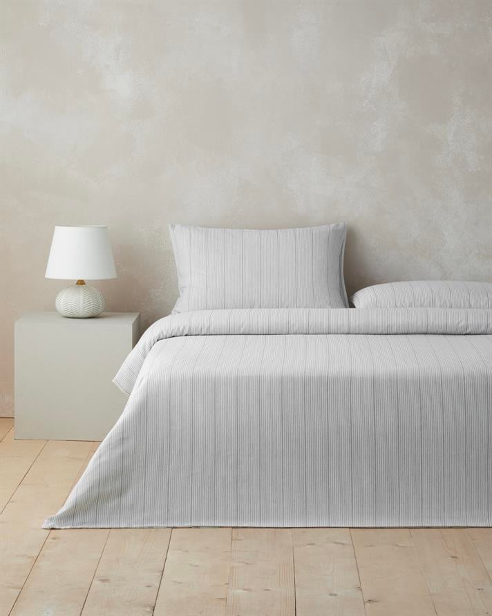 Line Mesh İpliği Boyalı Çift Kişilik Nevresim Takımı 200x220 cm Gri