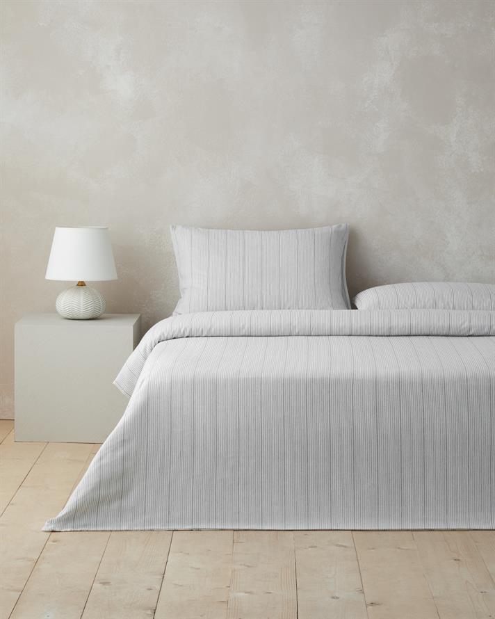 Line Mesh İpliği Boyalı Tek Kişilik Nevresim Takımı 160x220 cm Gri