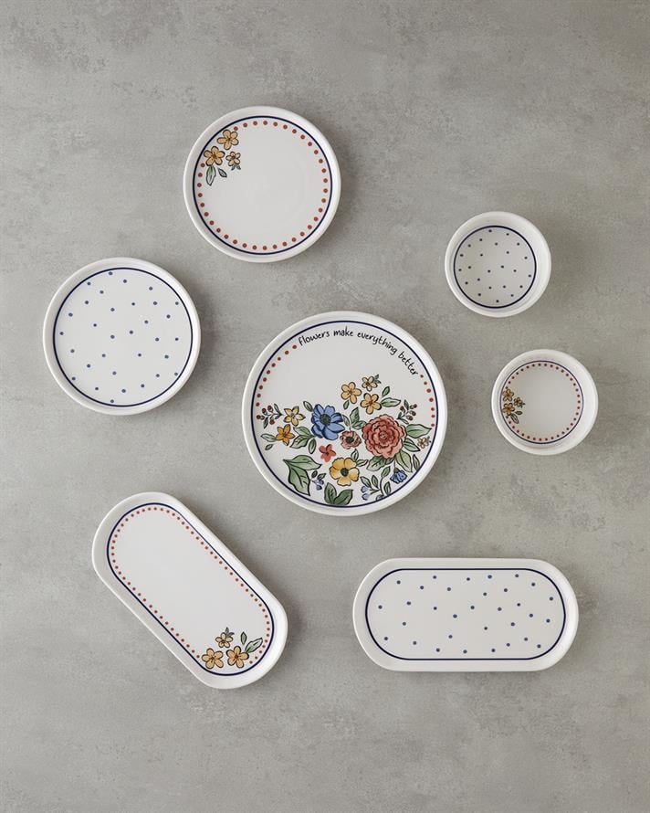 Linea Seramik Kahvaltı Takımı 14 parça 6 kişilik Renkli