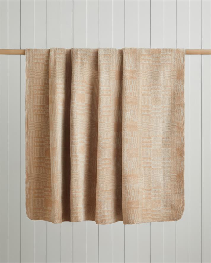 Linear Calm Pamuklu Tek Kişilik Battaniye 150x200 cm Ekru